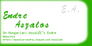 endre aszalos business card